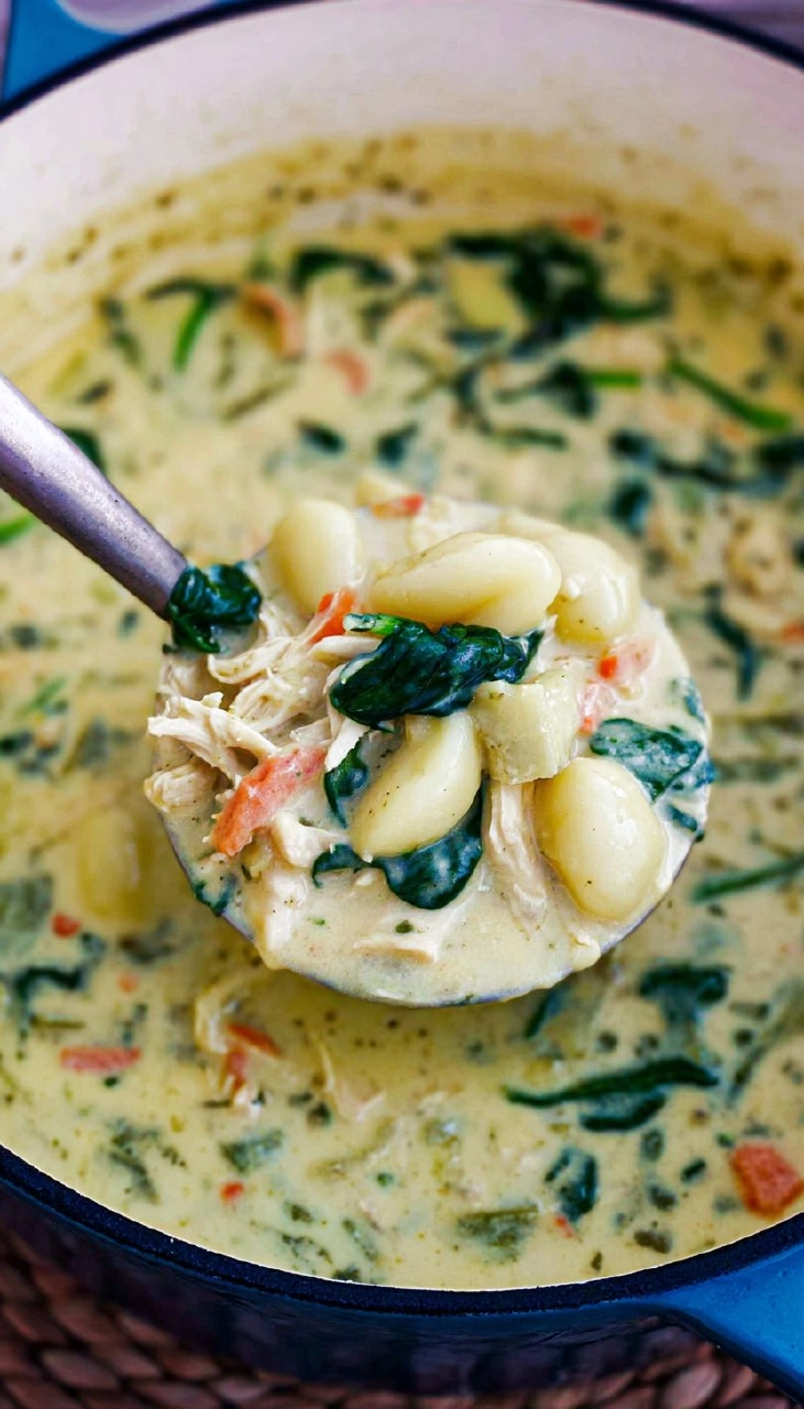 Creamy Chicken & Gnocchi Soup with Spinach
