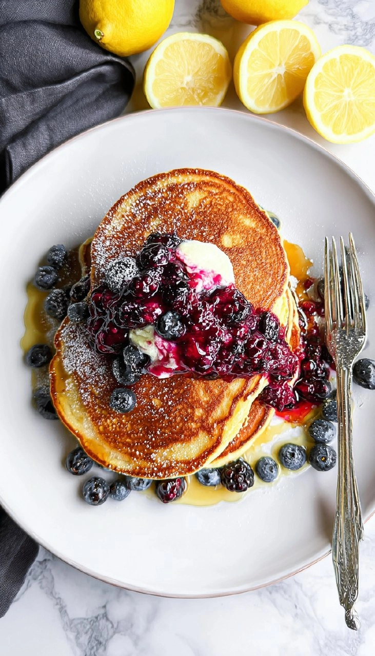 Lemon Ricotta Pancakes with Warm Berry Compote