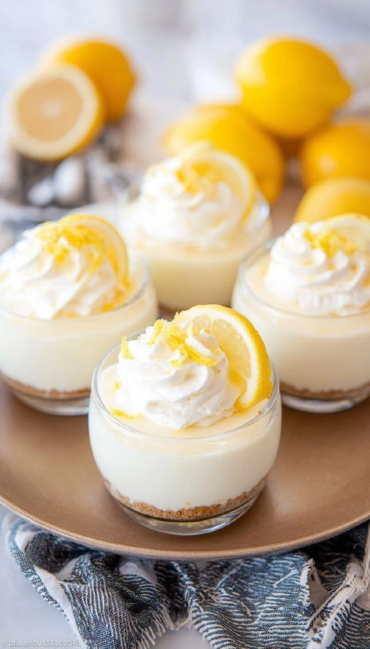 No-Bake Lemon Cheesecake Cups with Vanilla Cookie Crust