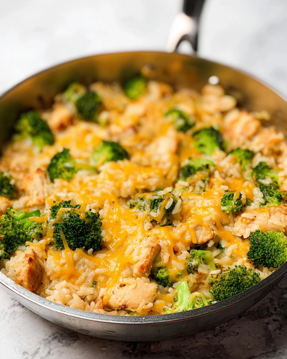 One Pan Cheesy Chicken Broccoli and Rice