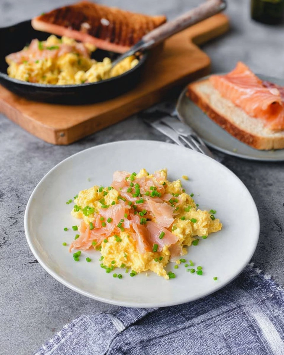 Soft Scrambled Eggs with Smoked Salmon & Chives (Toast or Bagel)