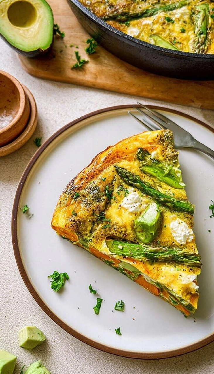 Asparagus Frittata with Goat Cheese & Sweet Potatoes
