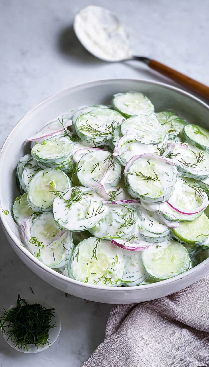 Creamy Cucumber Salad with Sour Cream & Dill 17 Creamy Cucumber Salad with Sour Cream & Dill