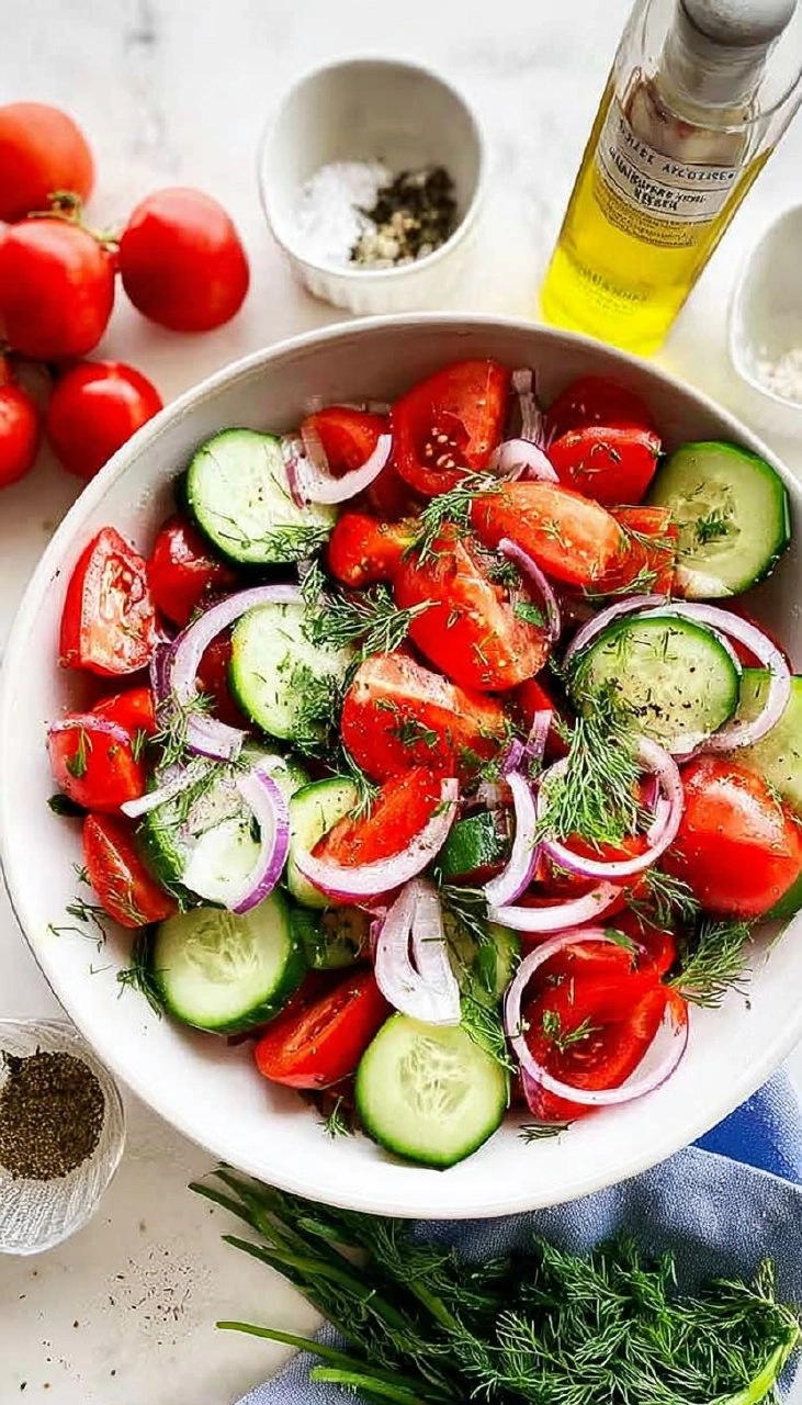 Easy Cucumber Tomato Dill Salad