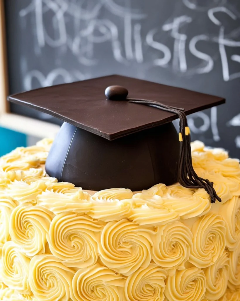Elegant-Graduation-Cake-with-Fondant-Cap-Topper-Recipe