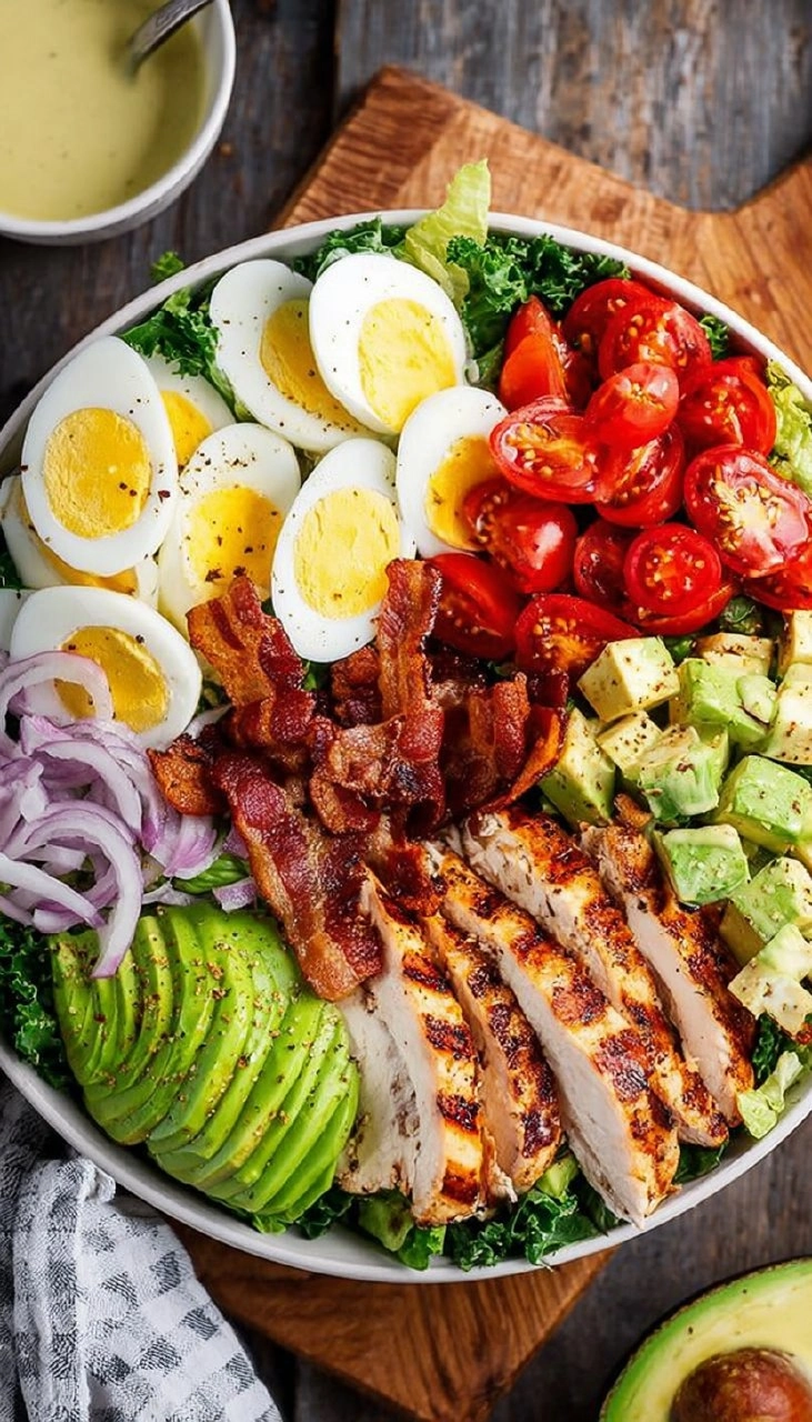 Healthy Grilled Chicken Cobb Salad with Honey Dijon Dressing