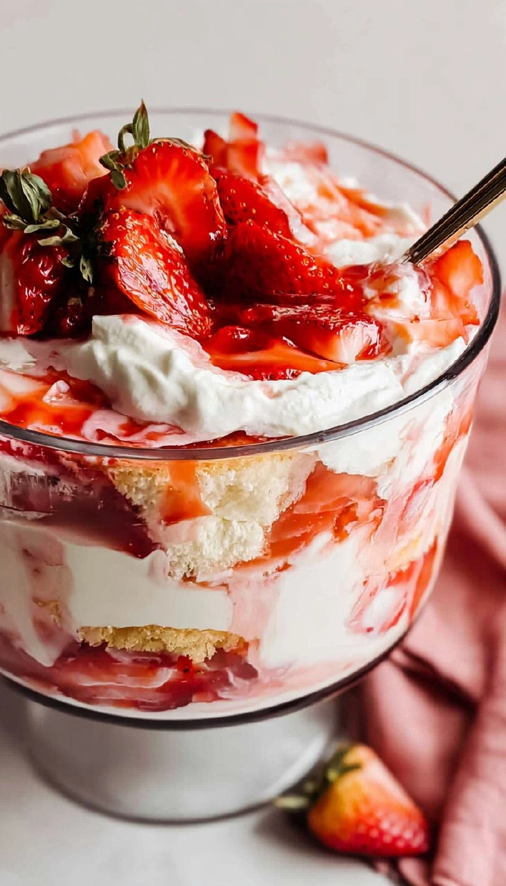 Strawberry Shortcake Trifle with Angel Food Cake