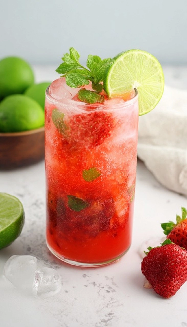 Virgin Strawberry Mojito Mocktail 65 Virgin Strawberry Mojito Mocktail