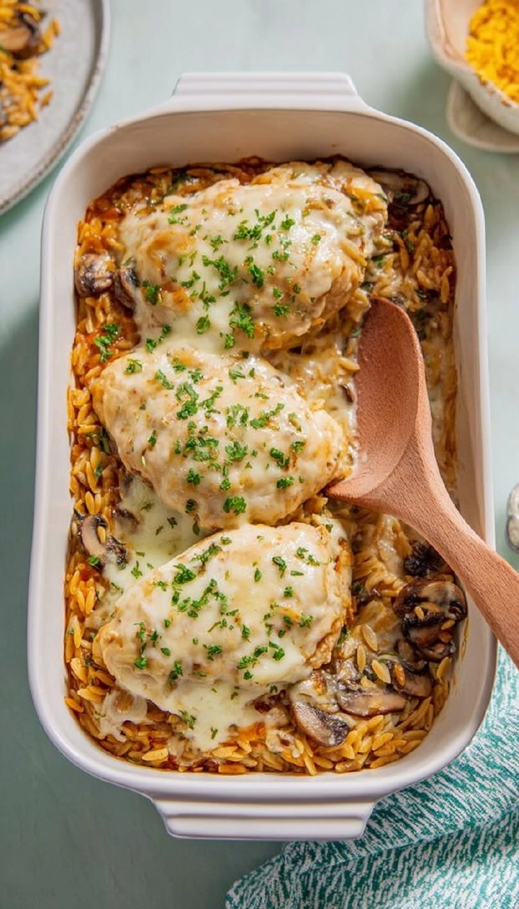 Creamy Chicken Orzo Bake