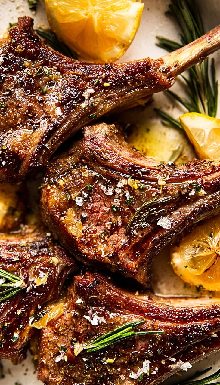 Garlic Rosemary Lamb Chops with Lemon Butter