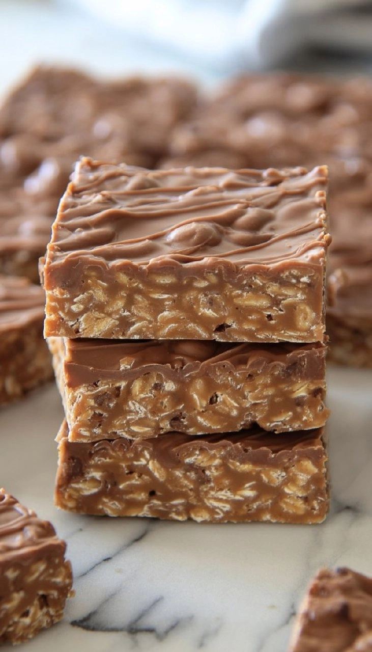 No Bake Chocolate Peanut Butter Oat Bars