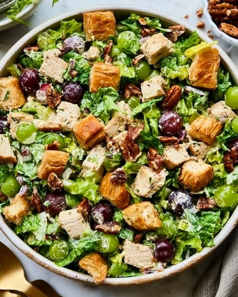 Chicken-Salad-with-Grapes-Pecans-and-Croissant-Croutons-Recipe