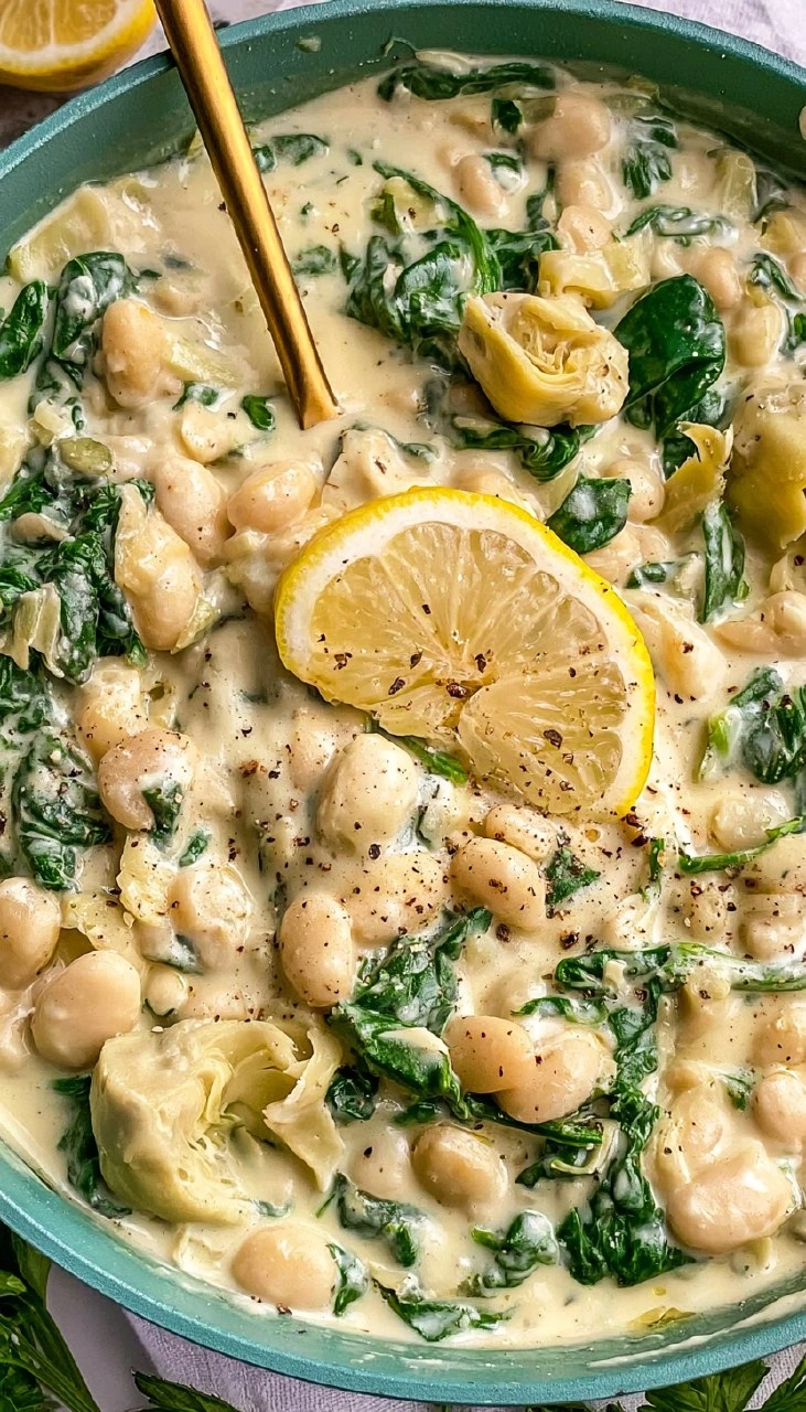 Creamy Spinach Artichoke Butter Beans