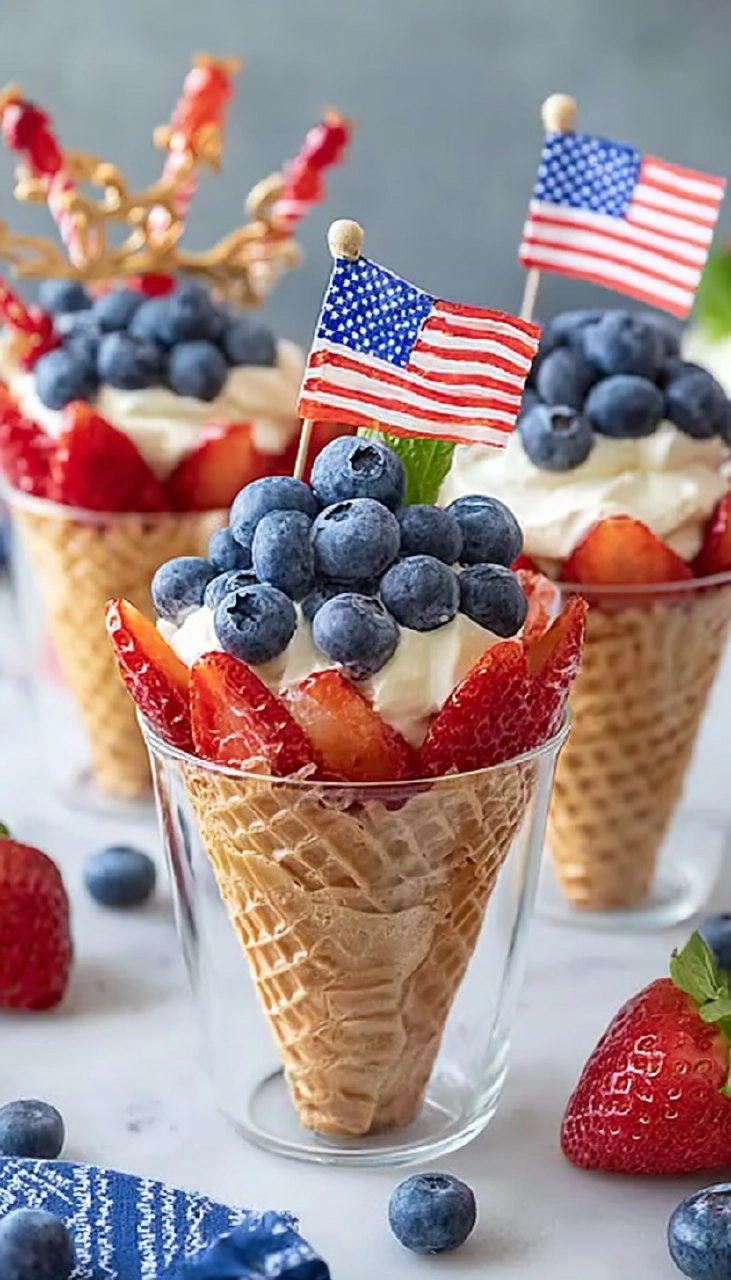 No-Bake 4th of July Patriotic Fruit Cones 75 No-Bake 4th of July Patriotic Fruit Cones