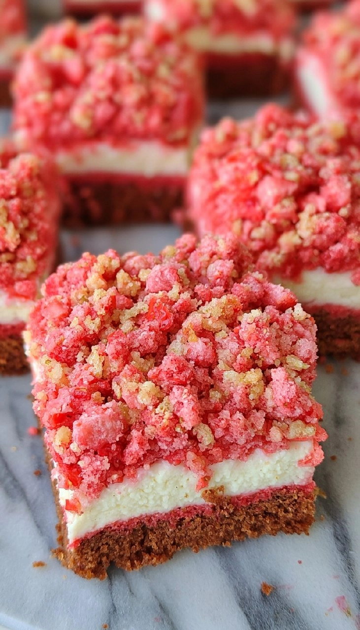 Strawberry Crunch Cheesecake Brownies