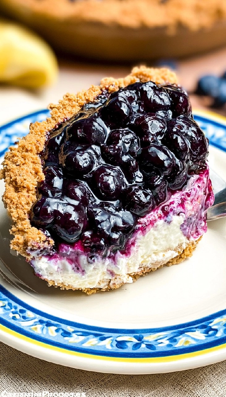 Blueberry Cream Cheese Pie (No-Bake)