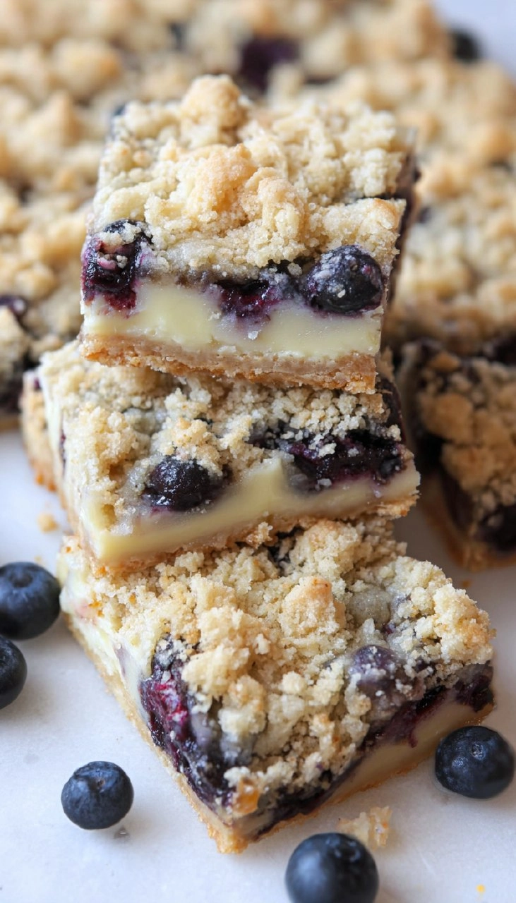 Blueberry Crumble Cheesecake Bars