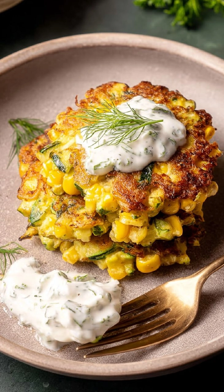 Corn and Zucchini Fritters with Herb Yogurt Sauce 130 Corn and Zucchini Fritters with Herb Yogurt Sauce