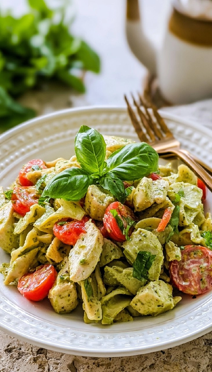 Creamy Chicken Pesto Pasta Salad