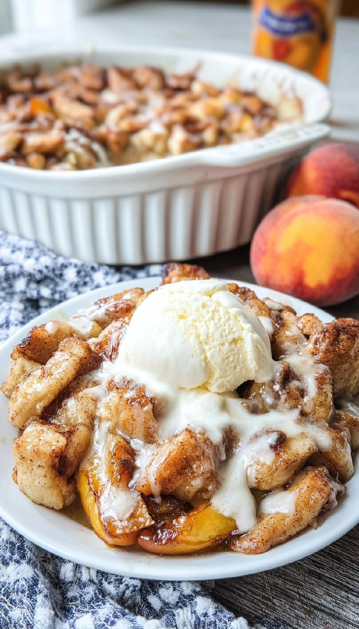 Cinnamon Roll Peach Cobbler