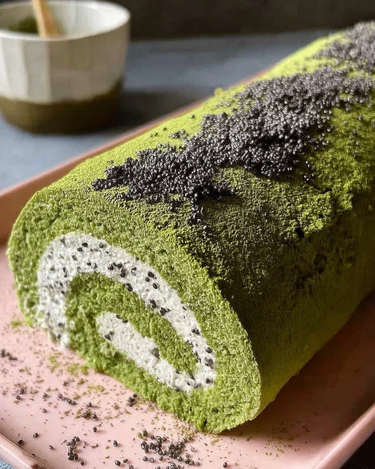Matcha-Swiss-Roll-Cake-with-Black-Sesame-Mousse-Recipe