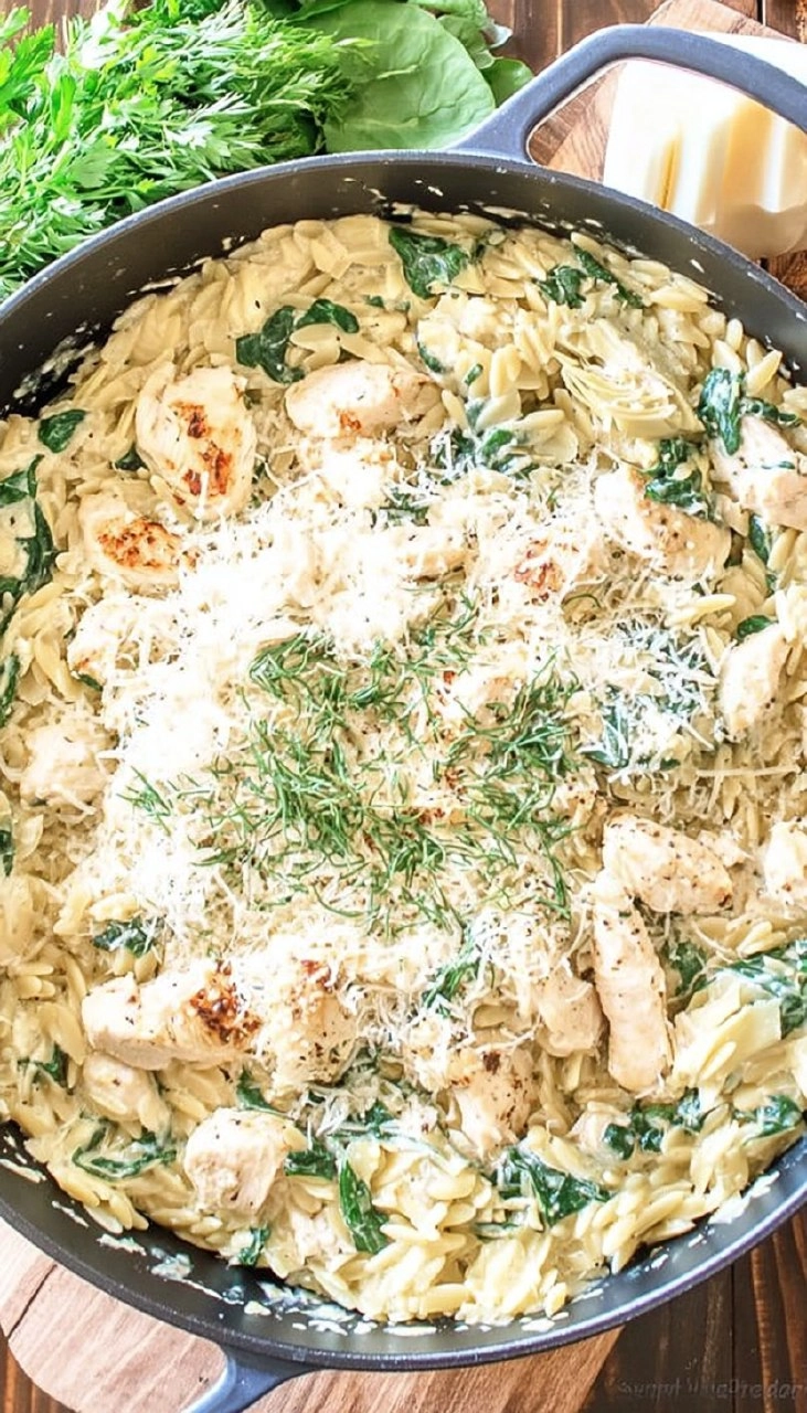 One Pot Spinach Artichoke Chicken Orzo 105 One Pot Spinach Artichoke Chicken Orzo