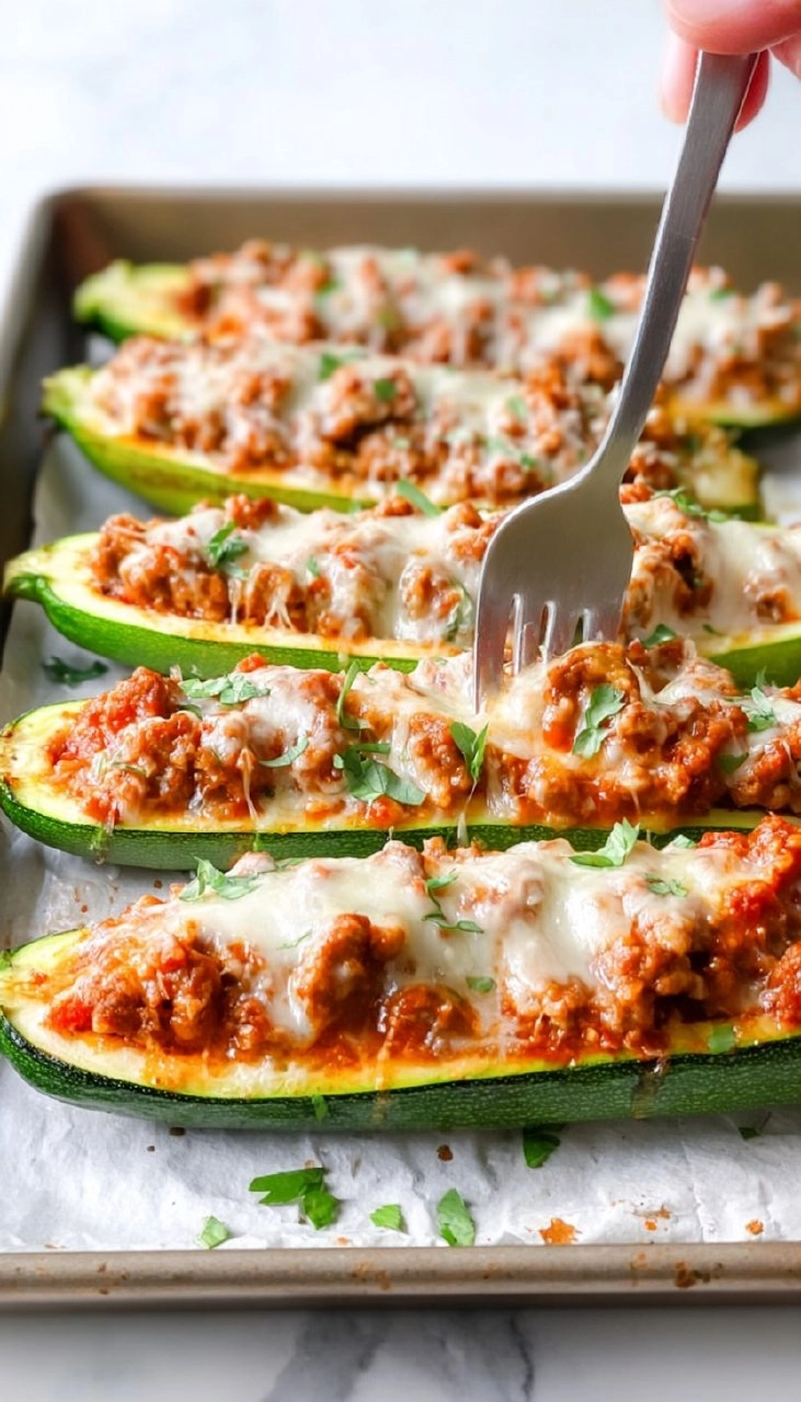 Sausage Stuffed Zucchini Boats