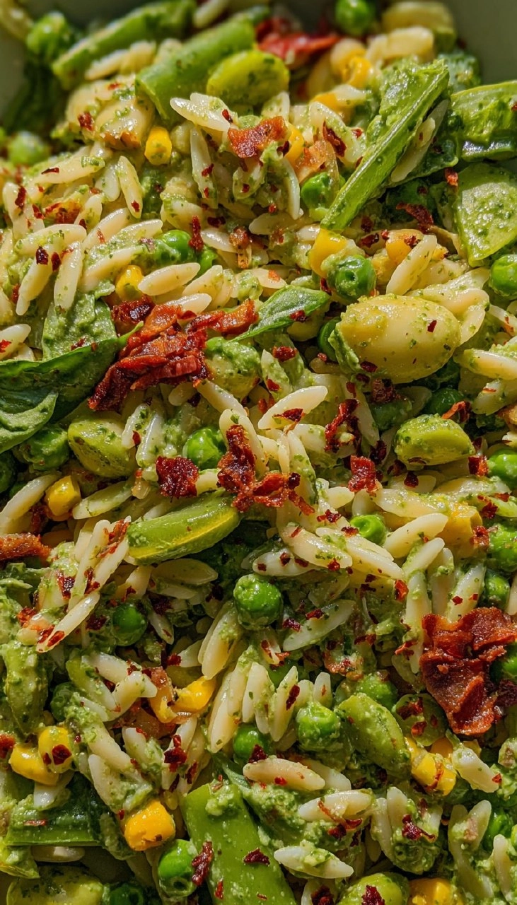 Spring Orzo Pasta Salad with Creamy Basil Vinaigrette 135 Spring Orzo Pasta Salad with Creamy Basil Vinaigrette
