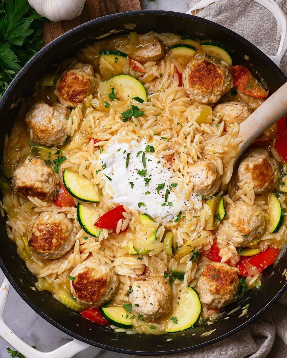 Summer-Squash-Orzo-Skillet-with-Chicken-Meatballs-Recipe