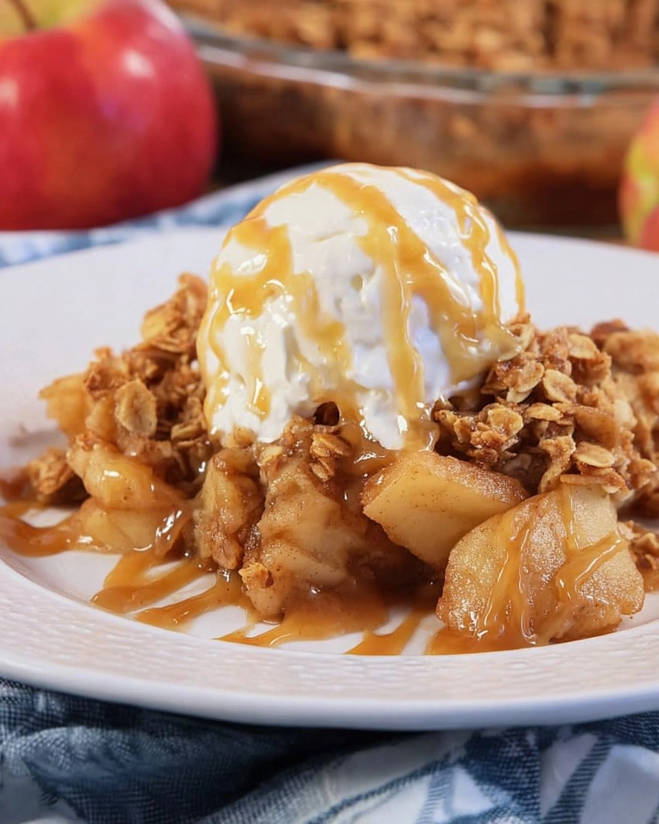 Caramel Apple Crisp with Crunchy Oat Topping