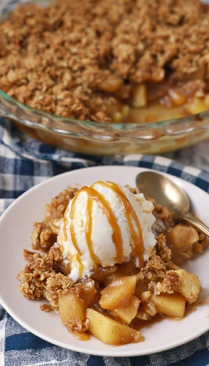 Caramel Apple Crisp with Crunchy Oat Topping