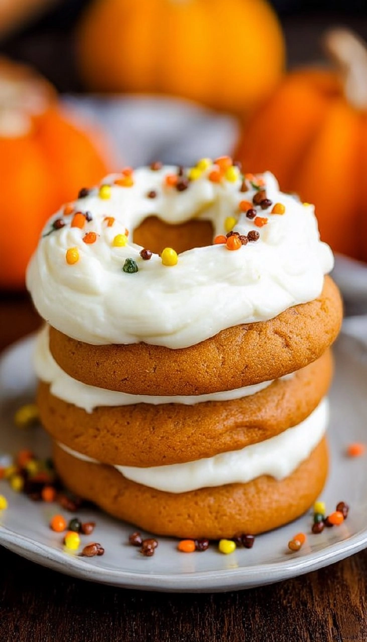 Pumpkin Cookies with Cream Cheese Frosting