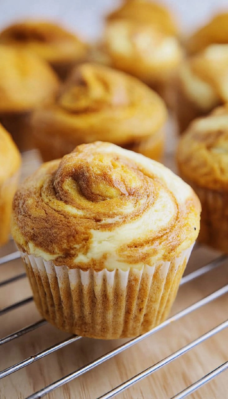 Pumpkin Muffins with Cheesecake Swirl